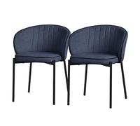 ML-Design Set 2x Poltrone da Pranzo Blu Scuro, con Rivestimento in Tessuto, Design Moderno, Mobili con Schienale e Gambe in Metallo, Sedie Ergonomiche per Cucina, Poltroncine Imbottite per Soggiorno