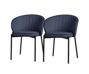 ML-Design Set 2x Poltrone da Pranzo Blu Scuro, con Rivestimento in Tessuto, Design Moderno, Mobili con Schienale e Gambe in Metallo, Sedie Ergonomiche per Cucina, Poltroncine Imbottite per Soggiorno