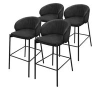 ML-Design Set 4 Sgabelli da Bar Antracite con Rivestimento in Tessuto, Altezza 76 cm, Struttura in Metallo, con Schienale Arrotondato e Poggiapiedi, Sedia Alta Imbottita da Cucina, Sgabello da Isola