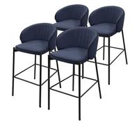 ML-Design Set 4 Sgabelli da Bar Blu Scuro con Rivestimento in Tessuto, Altezza 76 cm, Struttura in Metallo, con Schienale Arrotondato e Poggiapiedi, Sedia Alta Imbottita da Cucina, Sgabello da Isola