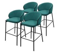 ML-Design Set 4 Sgabelli da Bar Verde Petrolio con Rivestimento in Tessuto, Altezza 76 cm, Struttura in Metallo, con Schienale Arrotondato e Poggiapiedi, Sedia Imbottita da Cucina, Sgabello Alto