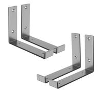 ML-Design Set 4 Staffe per Mensole a L in Metallo Grigio 20 x 4 x 14 cm Supporti Angolari per Ripiani Peso Massimo 50 kg con Materiale di Montaggio a Parete Incluso Scaffalature a Muro