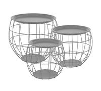ML-Design Set da 3 Tavolini a Forma di Cestello in Metallo Tavolino Multiuso Rotondo Grigio 3 Dimensioni Ø31cm/Ø38cm/Ø47cm Tavolo Portaoggetti con Piano Rimovibile Tavoli da Caffè Soggiorno Salotto
