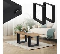 ML-Design Set di 2 Gambe per Tavolo Nero 40 x 43 cm Struttura Telaio per Panca in Acciaio Design Stile Industriale Piedi Tavolino da Salotto Base Cornice Rettangolare Guide in Metallo per Panchine