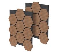 ML-Design Set di 2 Pannelli Acustici 66x81x2 cm per 1 m² Teak Pannelli Murali Fonoassorbenti in MDF con Effetto Legno Esagonale Rivestimento da Parete per Isolamento Acustico per Ufficio e Studio
