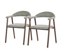 ML-Design Set di 2 Sedie da Pranzo con Braccioli, Sedie da Cucina Verde, Poltroncine Imbottite con Schienale, Gambe in Acciaio con Effetto Legno, Stile Moderno, Poltrone Ergonomiche per Soggiorno