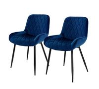 ML-Design Set di 2 Sedie per Sala da Pranzo Blu Scuro con Schienale Sedia Imbottita per Cucina con Rivestimento in Velluto Gambe in Metallo Sedia Salotto Soggiorno Materiale Traspirante e Morbido