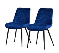 ML-Design Set di 2 Sedie per Sala da Pranzo Blu Scuro Seduta in Velluto con Gambe in Metallo Nero Sedie da Cucina con Schienale Poltrone Sedie da Soggiorno Imbottite per Ufficio