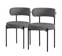 ML-Design Set di 2 Sedie per Sala da Pranzo Sedia da Cucina in Tessuto Teddy Grigio Poltroncina da Soggiorno con Schienale Poltrona Imbottite con Gambe in Metallo Nero Sedie Lounge Ergonomiche