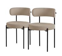 ML-Design Set di 2 Sedie per Sala da Pranzo Sedia da Cucina in Tessuto Teddy Marrone Poltroncina da Soggiorno con Schienale Poltrona Imbottite con Gambe in Metallo Nero Sedie Lounge Ergonomiche
