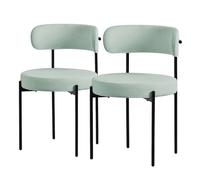 ML-Design Set di 2 Sedie per Sala da Pranzo Sedia da Cucina in Tessuto Teddy Verde Poltroncina da Soggiorno con Schienale Poltrona Imbottite con Gambe in Metallo Nero Sedie Lounge Ergonomiche