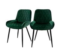 ML-Design Set di 2 Sedie per Sala da Pranzo Verde Scuro con Schienale Sedia Imbottita per Cucina con Rivestimento in Velluto Gambe in Metallo Sedia Salotto Soggiorno Materiale Traspirante e Morbido
