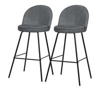 ML-Design Set di 2 Sgabelli da Bar Antracite, con Rivestimento in Tessuto, A 75 cm, Struttura in Metallo, con Schienale e Poggiapiedi, Sedia Alta Imbottita da Cucina, Sgabello da Bistrot o Bancone