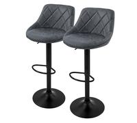 ML-Design Set di 2 Sgabelli da Bar Rivestimento in Ecopelle Antracite Sgabello da Bancone Regolabile in Altezza 62-82 cm Girevole a 360° Sedie Alte Sedia da Bistrot con Schienale e Poggiapiedi