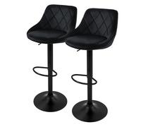 ML-Design Set di 2 Sgabelli da Bar Rivestimento in Velluto Nero Sgabello da Bancone Regolabile in Altezza 62-82 cm Girevole a 360° Sedie Alte Sedia da Bistrot con Schienale e Poggiapiedi