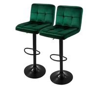 ML-Design Set di 2 Sgabelli da Bar Rivestimento in Velluto Verde Sedia da Bancone Regolabile in Altezza 63-83 cm Girevole a 360° Sgabello Alto da Cucina Imbottito con Schienale e Poggiapiedi