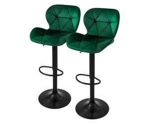 ML-Design Set di 2 Sgabelli da Bar Rivestimento in Velluto Verde Sedia da Bancone Regolabile in Altezza 59-79 cm Girevole a 360° Sgabello Alto da Cucina Sedie da Bistrot con Schienale e Poggiapiedi