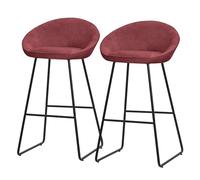 ML-Design Set di 2 Sgabelli da Bar Rosso, Rivestimento in Tessuto, 75 cm, con Struttura in Metallo, Schienale Curvo, Poggiapiedi, Poltrone Ergonomiche da Bar, Sedie Alte da Cucina Bistrot o Bancone