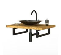 ML-Design Set di 2 Staffe a Muro Rettangolari 450 x 150 mm in Acciaio Nero Supporti per Scaffali Aperti Mensole Telaio Lavabo Bagno Scrivania Mobili Reggimensola da Parete incl. Materiale di Montaggio