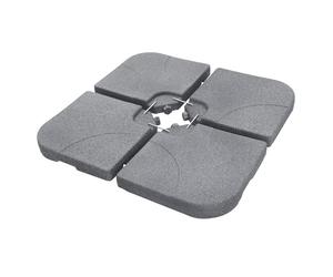 ML-Design Set di 4 Pesi per Base Ombrellone Riempibili con 60 L Acqua o 80 kg Sabbia, Contrappesi per Supporto con Struttura a Croce e Connettori in Metallo Piedino di Fissaggio Zavorre Effetto Pietra