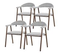 ML-Design Set di 4 Sedie da Pranzo con Braccioli, Sedie da Cucina Grigio, Poltroncine Imbottite con Schienale, Gambe in Acciaio con Effetto Legno, Stile Moderno, Poltrone Ergonomiche per Soggiorno