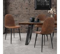 ML-Design Set di 4 Sedie da Pranzo con Schienale in Pelle Finta Marrone Sedia Ro