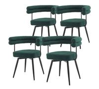 ML-Design Set di 4 Sedie da Sala da Pranzo Girevoli a 360° in Tessuto Teddy Verde Scuro, Poltrone da Soggiorno con Braccioli e Schienale Imbottito, Sedili Moderni Ergonomici con Gambe in Metallo
