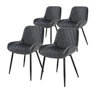 ML-Design Set di 4 Sedie per Sala da Pranzo Antracite con Schienale Sedia Imbottita per Cucina con Rivestimento in Velluto Gambe in Metallo Sedia Salotto Soggiorno Materiale Traspirante e Morbido