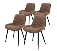 ML-Design Set di 4 Sedie per Sala da Pranzo Marrone con Schienale Sedia per Cucina con Rivestimento in Ecopelle Imbottita Gambe in Metallo Sedia Salotto Soggiorno Materiale Traspirante e Morbido