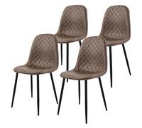 ML-Design Set di 4 Sedie per Sala da Pranzo Rivestimento in Ecopelle Marrone Poltroncine da Cucina con Schienale e Gambe in Metallo Seduta Ergonomica Sedia per Soggiorno Salotto