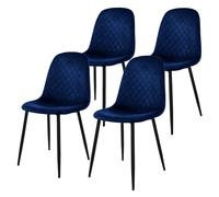 ML-Design Set di 4 Sedie per Sala da Pranzo Rivestimento in Velluto Blu Scuro Poltroncine da Cucina con Schienale e Gambe in Metallo Seduta Ergonomica Sedia per Soggiorno Salotto