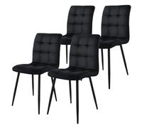 ML-Design Set di 4 Sedie per Sala da Pranzo Rivestimento in Velluto Nero Poltroncine da Cucina con Schienale e Gambe in Metallo Seduta Ergonomica Sedia per Soggiorno Salotto