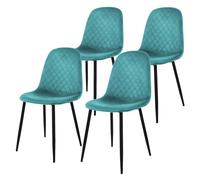 ML-Design Set di 4 Sedie per Sala da Pranzo Rivestimento in Velluto Petrolio Poltroncine da Cucina con Schienale e Gambe in Metallo Seduta Ergonomica Sedia per Soggiorno Salotto
