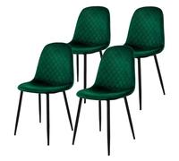 ML-Design Set di 4 Sedie per Sala da Pranzo Rivestimento in Velluto Verde Scuro Poltroncine da Cucina con Schienale e Gambe in Metallo Seduta Ergonomica Sedia per Soggiorno Salotto