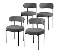 ML-Design Set di 4 Sedie per Sala da Pranzo Sedia da Cucina in Tessuto Teddy Grigio Poltroncina da Soggiorno con Schienale Poltrona Imbottite con Gambe in Metallo Nero Sedie Lounge Ergonomiche