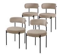 ML-Design Set di 4 Sedie per Sala da Pranzo Sedia da Cucina in Tessuto Teddy Marrone Poltroncina da Soggiorno con Schienale Poltrona Imbottite con Gambe in Metallo Nero Sedie Lounge Ergonomiche