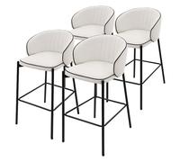 ML-Design Set di 4 Sgabelli da Bar Beige con Rivestimento in Tessuto, Altezza 76 cm, Struttura in Metallo, con Schienale Arrotondato e Poggiapiedi, Sedia Alta Imbottita da Cucina, Sgabello da Isola