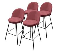 ML-Design Set di 4 Sgabelli da Bar Rosso con Rivestimento in Tessuto, Altezza 75 cm, Struttura in Metallo, con Schienale e Poggiapiedi, Sedia Alta Imbottita da Cucina, Sgabello da Bistrot o Bancone