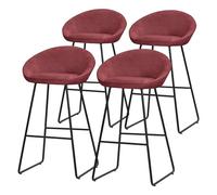 ML-Design Set di 4 Sgabelli da Bar Rosso, Rivestimento in Tessuto, 75 cm, con Struttura in Metallo, Schienale Curvo, Poggiapiedi, Poltrone Ergonomiche da Bar, Sedie Alte da Cucina Bistrot o Bancone