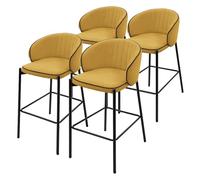 ML-Design Set di 4 Sgabelli da Bar Senape con Rivestimento in Tessuto, Altezza 76 cm, Struttura in Metallo, con Schienale Arrotondato e Poggiapiedi, Sedia Alta Imbottita da Cucina, Sgabello da Isola