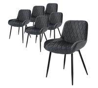 ML-Design Set di 6 Sedie per Sala da Pranzo Antracite con Schienale Sedia Imbottita per Cucina con Rivestimento in Velluto Gambe in Metallo Sedia Salotto Soggiorno Materiale Traspirante e Morbido
