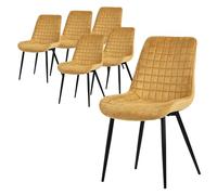 ML-Design Set di 6 Sedie per Sala da Pranzo Giallo Senape Seduta in Velluto con Gambe in Metallo Nero Sedie da Cucina con Schienale Poltroncina da Soggiorno Poltrone Imbottite per Ufficio