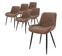 ML-Design Set di 6 Sedie per Sala da Pranzo Marrone con Schienale Sedia per Cucina con Rivestimento in Ecopelle Imbottita Gambe in Metallo Sedia Salotto Soggiorno Materiale Traspirante e Morbido