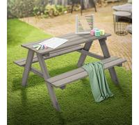 ML-Design Set di Sedute da Esterno per Bambini Grigio in Legno Massiccio Set con 2 Panche e Tavolo da Picnic da Giardino con 4 Sedute Mobili con 2 Panche Incorporate per Bambini da Gioco