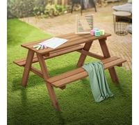 ML-Design Set di Sedute da Esterno per Bambini Marrone in Legno Massiccio Set con 2 Panche e Tavolo da Picnic da Giardino con 4 Sedute Mobili con 2 Panche Incorporate per Bambini da Gioco