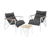 ML-Design Set Mobili da Giardino 3 Pezzi, Set Bistrot da Esterno in Acciaio, Bianco - Grigio, Include 2 Sedie con Cuscini e 1 Tavolo, Set Lounge per Terrazza e Balcone, Resistente alle Intemperie