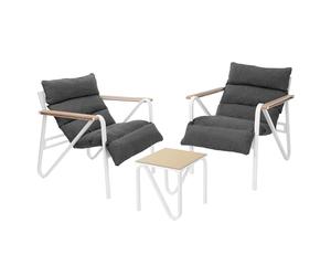 ML-Design Set Mobili da Giardino 3 Pezzi, Set Bistrot da Esterno in Acciaio, Bianco - Grigio, Include 2 Sedie con Cuscini e 1 Tavolo, Set Lounge per Terrazza e Balcone, Resistente alle Intemperie