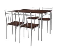 ML-Design Set Tavolo con 4 Sedie per Sala da Pranzo in Legno MDF Marrone Rovere Scuro per la Cucina Gambe in Metallo Materiale per il Montaggio Incluso Assemblagio Facile Set di 5 Pezzi per 4 Persone
