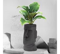 ML-Design Statua Moai Isola di Pasqua Fioriera 23x23x43 cm in Poliresina Antracite Scultura Vaso di Fiori Piante Grasse Decorazione Casa Ufficio Giardino Cortile Balcone Ornamento per Interni/Esterni