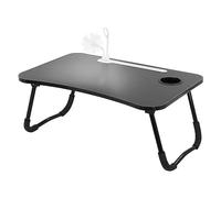 ML-Design Tavolino da Letto Nero 60x40 cm Tavolo Pieghevole per Laptop da Divano Scrivania Portatile per Notebook con 4 Porte di Ricarica USB Piccola Lampada Piccolo Ventilatore Supporto per Tablet